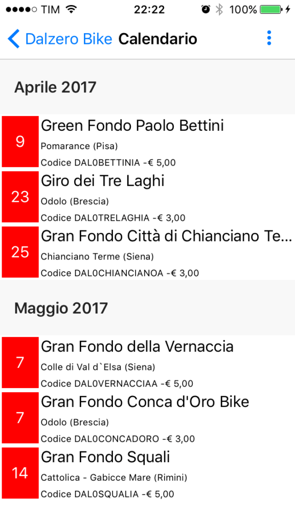 APP Dalzero Bike - Calendario gran fondo sempre a portata di mano - dalzero.it